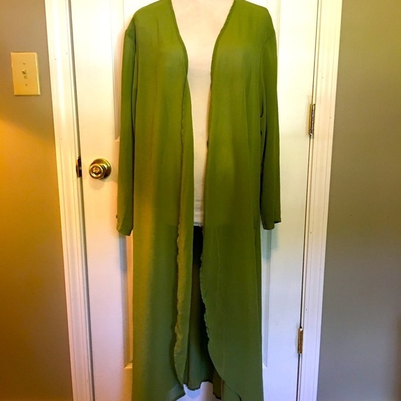 Lightly sheer duster, kimono open front long sleeve Sz 4X. Sweeping and flowy - Picture 1 of 10